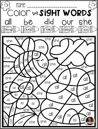 Each coloring page will include a color code for a specific set of 1st grade sight words and a sentence that incorporates the sight words from the colo. Color By Sight Words Primer Season Bundle Is A Growing Bundle Is A Fun And Engaging Way To Pra Sight Words Kindergarten Sight Word Coloring Kindergarten Colors