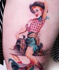 Sailor jerry cowgirl pin up traditional tattoo design. Cowboy And Cowgirl Tattoo Designs Of The Wild West
