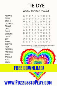 Tie Dye Word Search Puzzle In 2020 Printable Puzzles Free Puzzles Word Search Puzzle