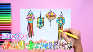 How To Draw And Color Diwali Decorations Diwali Drawing Diwali Decorations Diwali