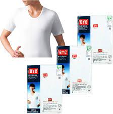 BYC 1903 Men's U-Neck White Cotton 100% Short Sleeve T Shirt 3 Pack  Underwear at Amazon Men's Clothing store