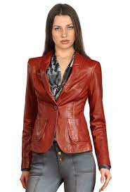 Buy Retro Pattern Single Buttoned Official Leather Blazer Leather Jackets Women Womens Red Blazer Lambskin Leather Blazer