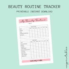 Printable Beauty Routine Beauty Tracker Skincare Tracker Skincare Routine Planner Inserts A4 A5 Us Let Routine Planner Beauty Routines Skin Care Routine