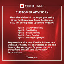 And may be used everywhere visa credit 2 early access to direct deposit funds depends on the timing of the submission of the payment file from the payer. Cimb Bank Ph Please Be Advised That Transactions Made During The Holidays Will Be Delayed As Transactions Done At This Time Will Be Processed During The Next Banking Day I E Cash In