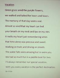 Vacation By K Fitts Simple Poems Feelings Poems