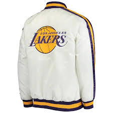 Welcome to the #lakeshow | 17x champions. Men S Starter White Los Angeles Lakers Satin Varsity Jacket