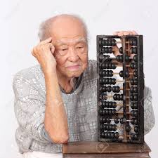 Old Man Use Chinese Abacus Thinking Stock Photo, Picture And ...