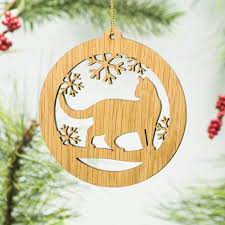 Hand made christmas tree ornament set featuring the resin skull of a deer, raven, cat, dog and rodent. Personalised Oak Christmas Decorations Cat Kitten Tree Wood Bauble Gifts Xmas Other Holiday Seasonal Decor Holiday Seasonal Decor