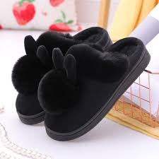 Classic bunny slippers for women funny animal slippers for girls cute plush rabbit slippers easter bunny slipppers gifts. Sunsky Rabbit Ears Soft Soled Shoes Winter Indoor Outdoor Slippers Size 40 41 Black