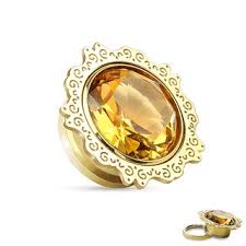 Ear plugs with gold, plugs gauges, plugs earrings, gold plugs 15mm 16mm 18mm 20mm 22mm 24mm 25mm 26mm 28mm 30mm 32mm 34mm 35mm 36mm 38mm woodcraftshopstudio. Ear Plug Gold Ornament Crystal Amber
