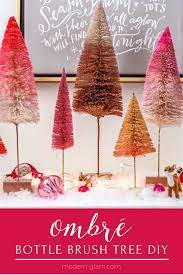 Ombre Bottle Brush Trees A 5 Minute Project Bottle Brush Trees Christmas Decor Diy Mason Jar Decorations
