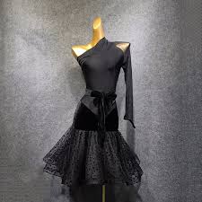 Womens A Line Knee Length Collarless One Sleeve Latin Dress With Mesh Danceym Tancevalnye Platya Balnye Platya Platya