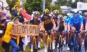 Switzerland's marc hirschi lays on the side of the road after crashing during the first stage of the tour de france. Dx 5c6bpdbxaum