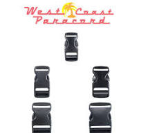 Flat Black Plastic Side-Release Buckles - Multiple Diameters