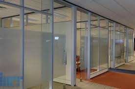 Custom glass etching for interior glass doors. Frameless Glass Sliding Doors For Modular Office Partitions