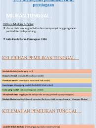 Check 'pemilikan' translations into english. Pp Pemilikan Tunggal Perkongsian