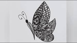 how to draw simple zentangle butterfly easy zentangle drawing رسم زخرفي زنتانجل فراشة youtube youtube art zentangle cool art