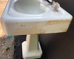 antique cast iron rectangular pedestal sink