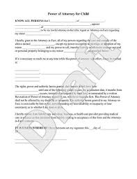 Power Of Attorney For Child Form Medical Poa For Minor With Sample Power Of Attorney Form Power Of Attorney Writing A Term Paper