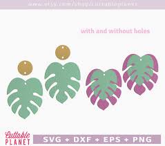 Tropical leaf outline svg cut files | tropical leaves svg | monstera leaf svg | palm leaf vector cutting files | digital file | instant download you will get the following file formats. Monstera Earring Template Svg Dxf Eps Png Instant Etsy In 2021 Cricut Crafts Leaf Template Svg