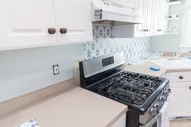 So after i nixed the stencil, you would think i would have left all the other walls alone, right? Easy Faux Tile Backsplash With Eco Friendly Wallpaper Spoonflower Blog