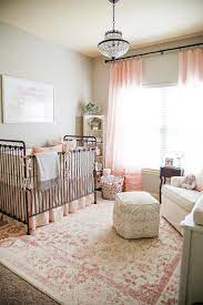 Baby Girl Nursery Blush Rose Ivory Gray Iron Crib Linen Glider Chandelier Baby Girl Room Nursery Baby Room Baby Room Decor