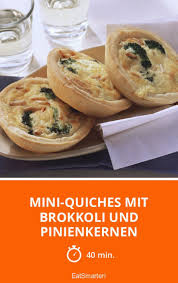 Mini Quiches Mit Brokkoli Und Pinienkernen Rezept Mini Quiches Rezepte Brokkoli