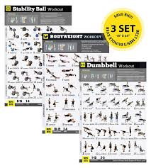 gym home exercise posters set of 3 workout chart now laminated workout plans for men strength training workout build muscles lose body fat