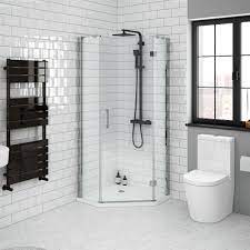 Apollo Frameless Pentangle Enclosure Victorian Plumbing Shower Enclosure Frameless Hinged Shower Door Quadrant Shower Enclosures