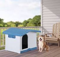 Plastic Dog House Indoor Outdoor Pet Shelter with Liftable Roof and Bar  Window | eBay
