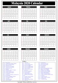 In the table below, you will find the details of the holidays and when they are observed. Malaysia Public Holidays 2020 Malaysia Calendar 2020