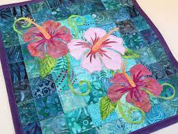 Batik Hibiscus Quilted Wall Hanging Art Quilt Pattern Or Etsy Applique Quilting Hawaiian Quilt Patterns Quilted Wall Hangings