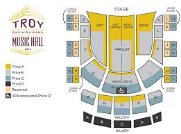 seating charts troy savings bank music hall