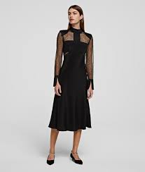 Cette saison, on est accro à la dentelle. Collections Robe Midi En Dentelle Et Soie Karl Lagerfeld Par Karl Lagerfeld Karl Com