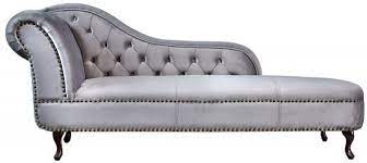 Chaiselongue sofa (rh) in soul antracit with oak legs. Chesterfield Recamiere Chaiselongue Silvergrey From Casa Padrino Living Room Lounger Sofa