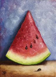 Tall Watermelon Slice Ready To Hang Original Oil By Janepalmerart Paintingfuls Yagliboya Sanat Tuval Sanati Tablolar