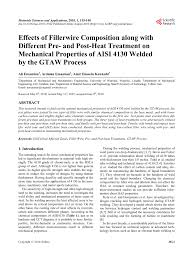 Pdf Effects Of Fillerwire Composition Along With Different
