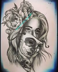 Santa Muerte Mask Tattoo Leg Tattoos Tattoos