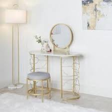 Silverwood Furniture Reimagined Brigitte 50 5 In 3 Piece Gold Vanity Set With Mirror Cpfv1171 The Decor Interior Design Vanity Set With Mirror Vanity Set
