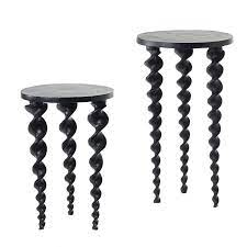 Features a rustic top paired with the black iron reclaimed wood end table with black metal hairpin legs. Black Metal Side Table With Spiral Legs Fourth Home