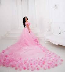 Pink Wedding Dress With Long Train Luxurious Pink Dress For Photo Shoot Woman Girl Any Size Plus Size Wedding Dresses Modest Wedding Dresses Colored Wedding Dresses