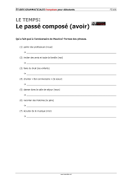 Le Passe Compose Avoir Etudes Debutants Unterrichtsmaterial Im Fach Franzosisch Franzosisch Franzosisch Stunde Unterrichtsmaterial