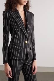 Black And White Pinstripe Suit Womens Black Pinstriped Twill Blazer Alexandre Vauthier In 2020 Pinstripe Suit Women Fancy Suit Suits For Women