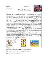 Walt Disney Biography - Esl Worksheet By Viviinenglish