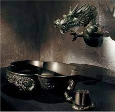 Gold bathroom faucet dragon shaped double handles brass single hole mixer tap. Pin On Hall Bathroom