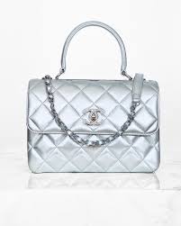 Chanel Silver Metallic Flap Bag with Top Handle – MILNY PARLON