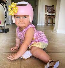 Cranial Band Ribbon Bow Plagiocephaly Helmet Dotted Bow Etsy Baby Helmet Design Baby Helmet Baby Helmet Design Girls Ideas