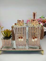 1 Difusor Decorada Com Strass Rose E Prata 1 Porta Sabonete Liquido Decorado Co Garrafas Decorativas Enfeites Para Banheiro Decoracao Banheiro Faca Voce Mesmo