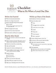 Checklist What To Do When A Loved One Dies Edwards Group Llc Funeral Planning Checklist Funeral Planning Funeral Checklist
