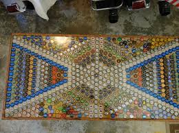 When you're happy with the layout, glue the bottle caps in place. Beer Cap Coffee Table By Druk Lumberjocks Com Woodworking Community